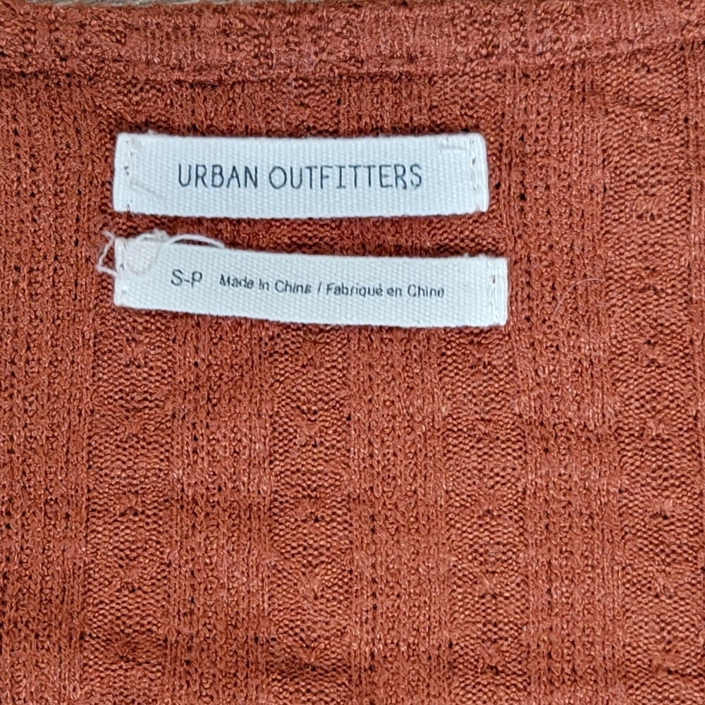 Urban Outfitters Prairie Ribbed Babydoll Top Womens S Teracotta Cropped Boho - Picture 7 of 11